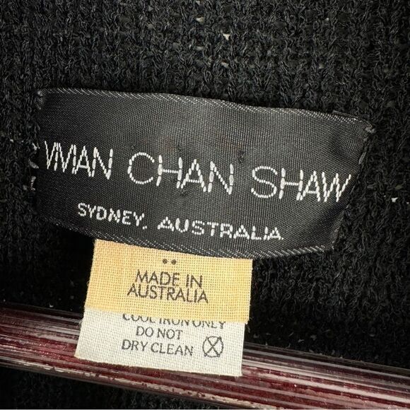 Vivian Chan Shaw Scallop Hem Duster Cardigan Sweater Black Large Open - Picture 10 of 13